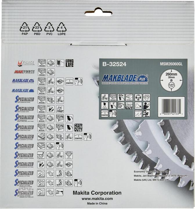 Image du produit Makita Lame de scie circulaire MAKBLADE+ 260x3