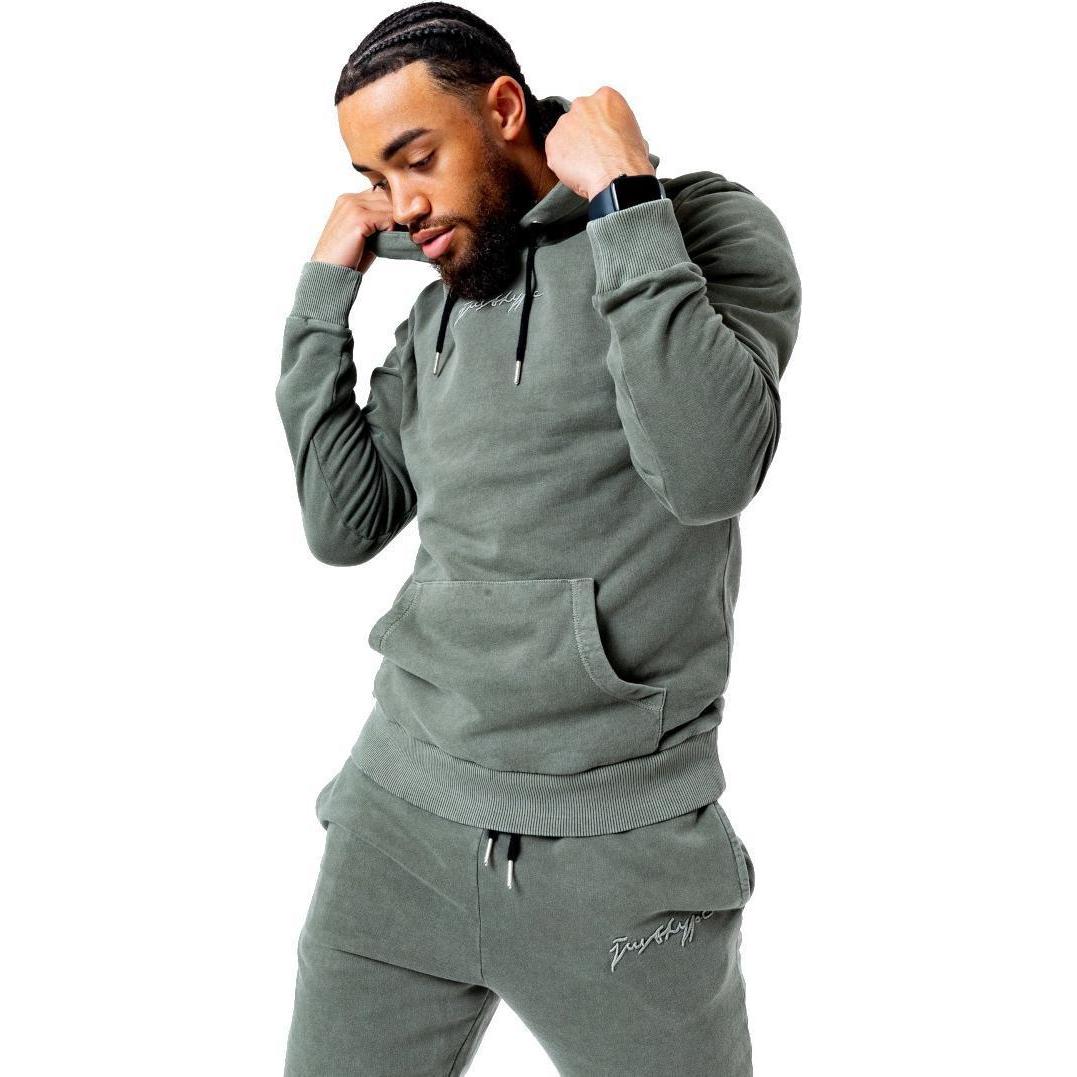 Justhype, Herren, Pullover, Acid Wash Hoody TWLR-135 žalia M, Mehrfarbig, (M)