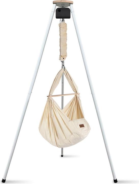 Schmusewolke Tipi weiss mit anthrazit Motor und Bio Federwiege