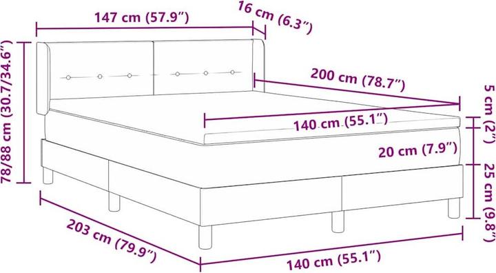 Produktbild vidaXL Boxspringbett (140 x 200 cm)