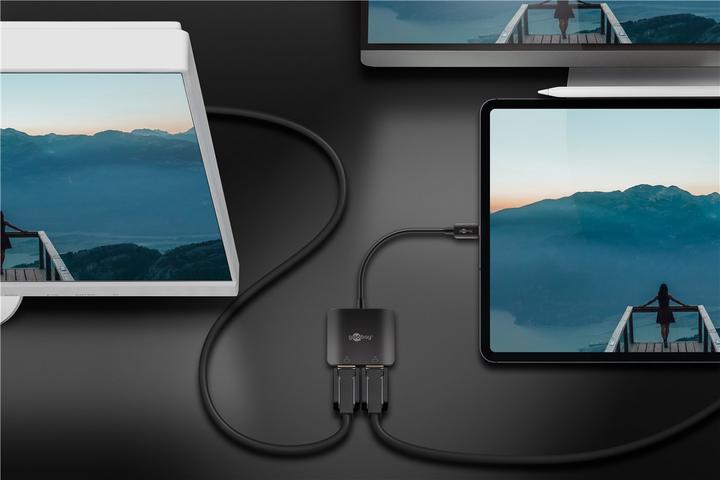 Actual product image Goobay USB-C adapter to 2x DisplayPort (USB-C, 12 cm)