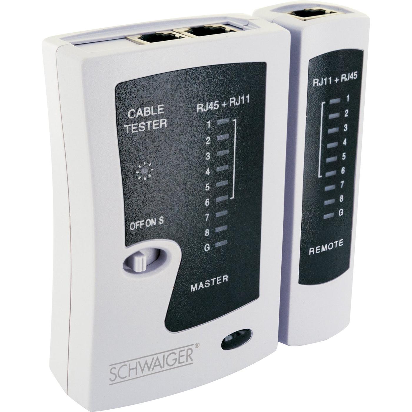 Schwaiger, Multimeter, Netzwerkkabeltester RJ45/RJ11 weiss