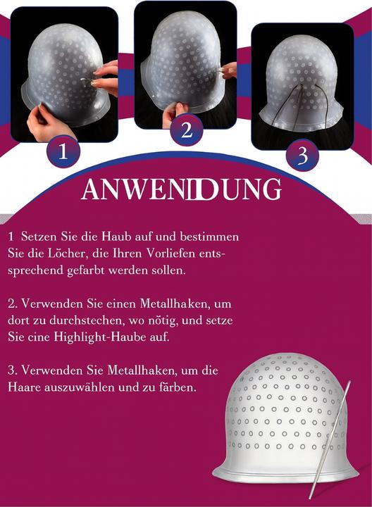 Immagine prodotto Jerbat Haarfärbung-Highlights-Kappe mit Haken + Handschuhe