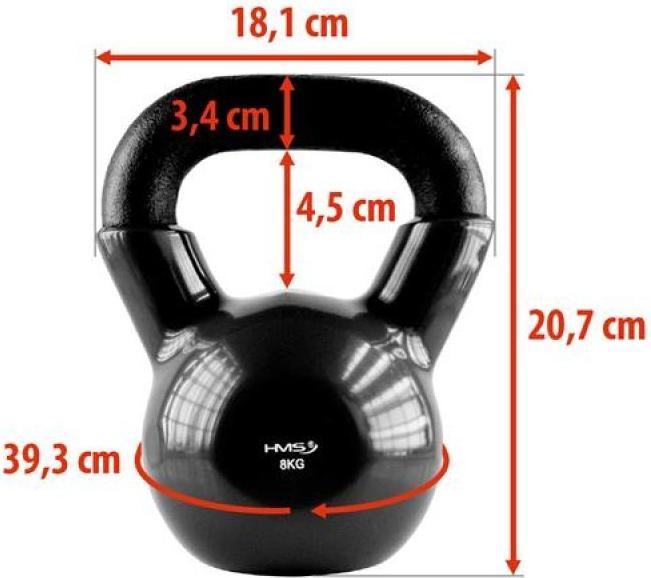 Image du produit HMS 8kg Vinyle Kettlebell noir KNV08
