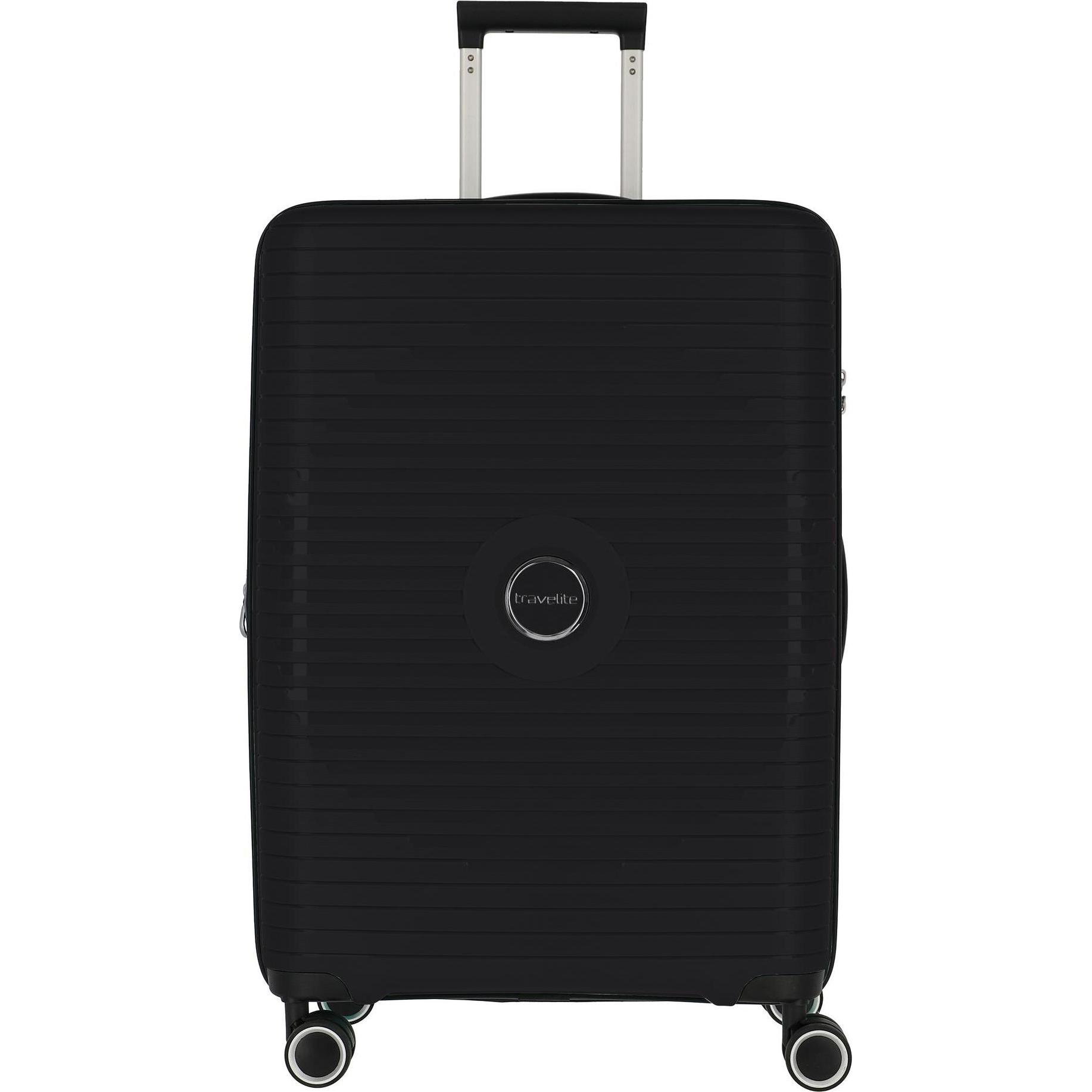 Travelite, Koffer, Orbita 4 Rollen Trolley 67 cm mit Dehnfalte, Schwarz, (78 l, M (50 - 90l))