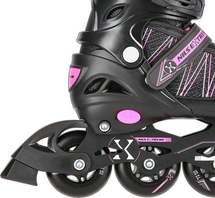Actual product image Nils Roller Skates/Hockey Skates NH11912 black-pink - PU76 mm/82A (M 35-38) (37)