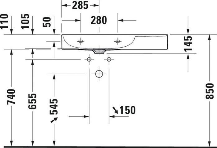 Produktbild Duravit Waschtisch DURASQUARE o ÜL m HLB Be li 800x470mm o HL weiss (470 mm, 800 mm)