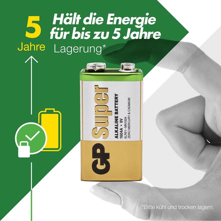 Produktbild GP Batteries 9 V Batterie Super Alkaline Batterien 9V, 8er (1 Stk., 9V Block)