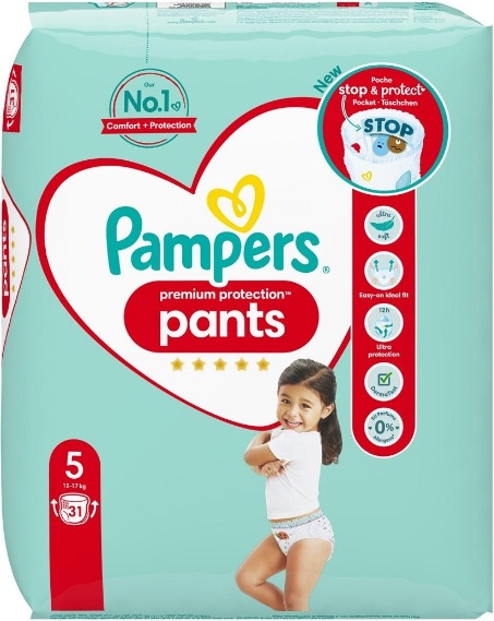 Immagine prodotto Pampers Premium Protection Pants (Dimensione 5, Pacco trasportabile, 29 Pezzo/i)