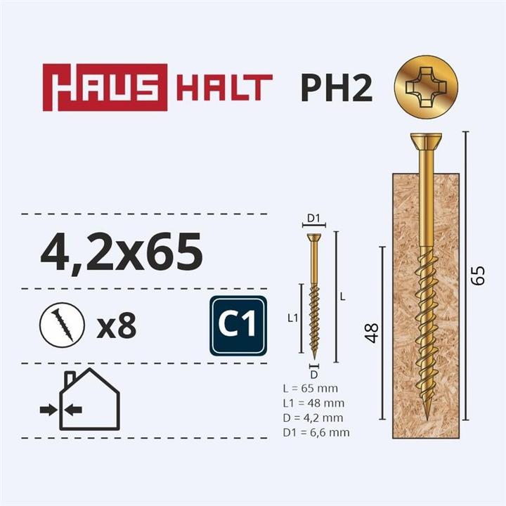 Image du produit Haushalt VIS OSB 4.2X65 JAUNE ZN 8PCS (8 pcs)