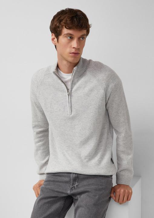 Produktbild s.Oliver Strickpullover Strickpullover aus reiner Wolle mit Troyer-Kragen (M)