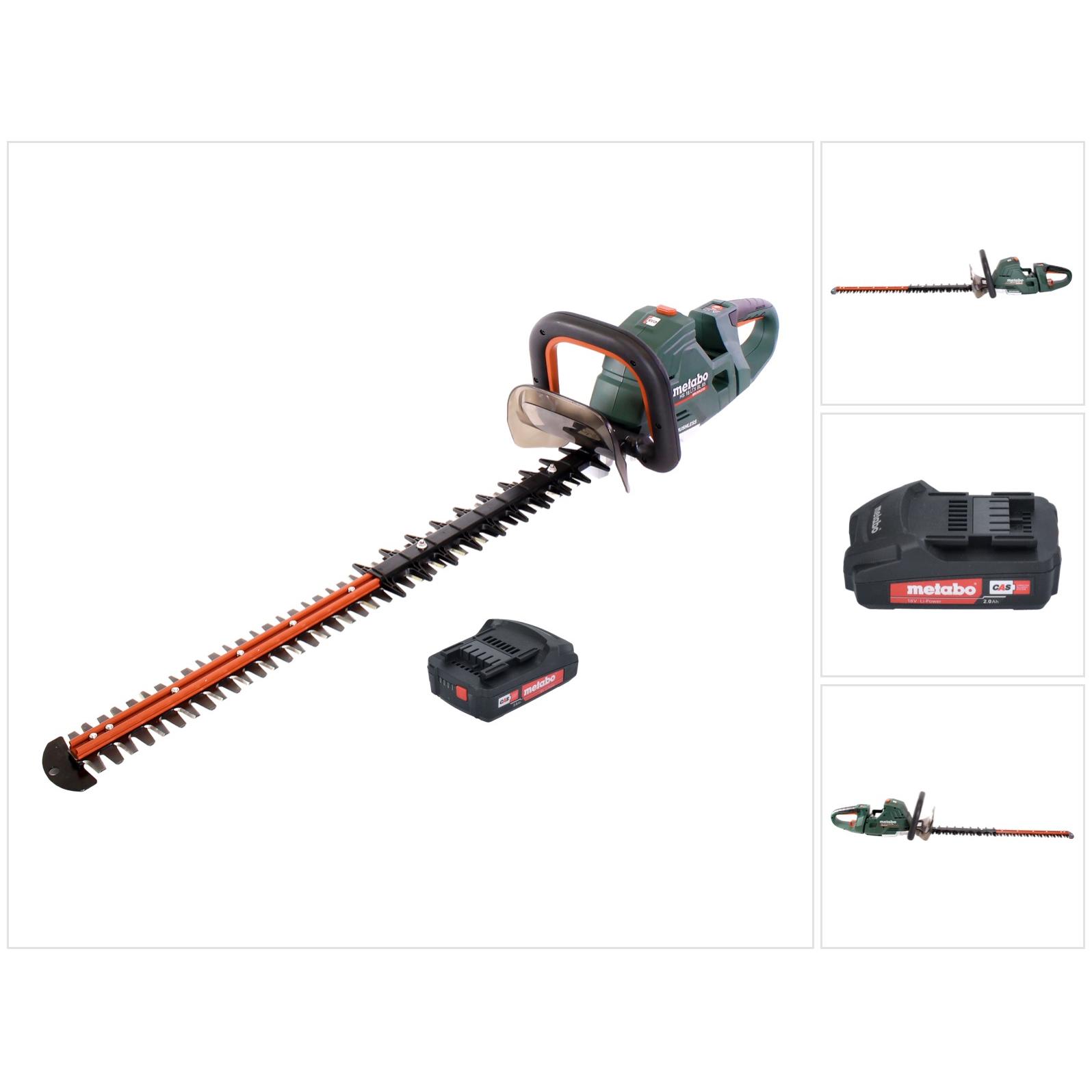 Metabo, Tosasiepi, HS 18 LTX BL 75 tagliasiepi a batteria 18 V 75 cm brushless + 1x batteria 2.0 Ah - senza (Batteria ricaricabile)