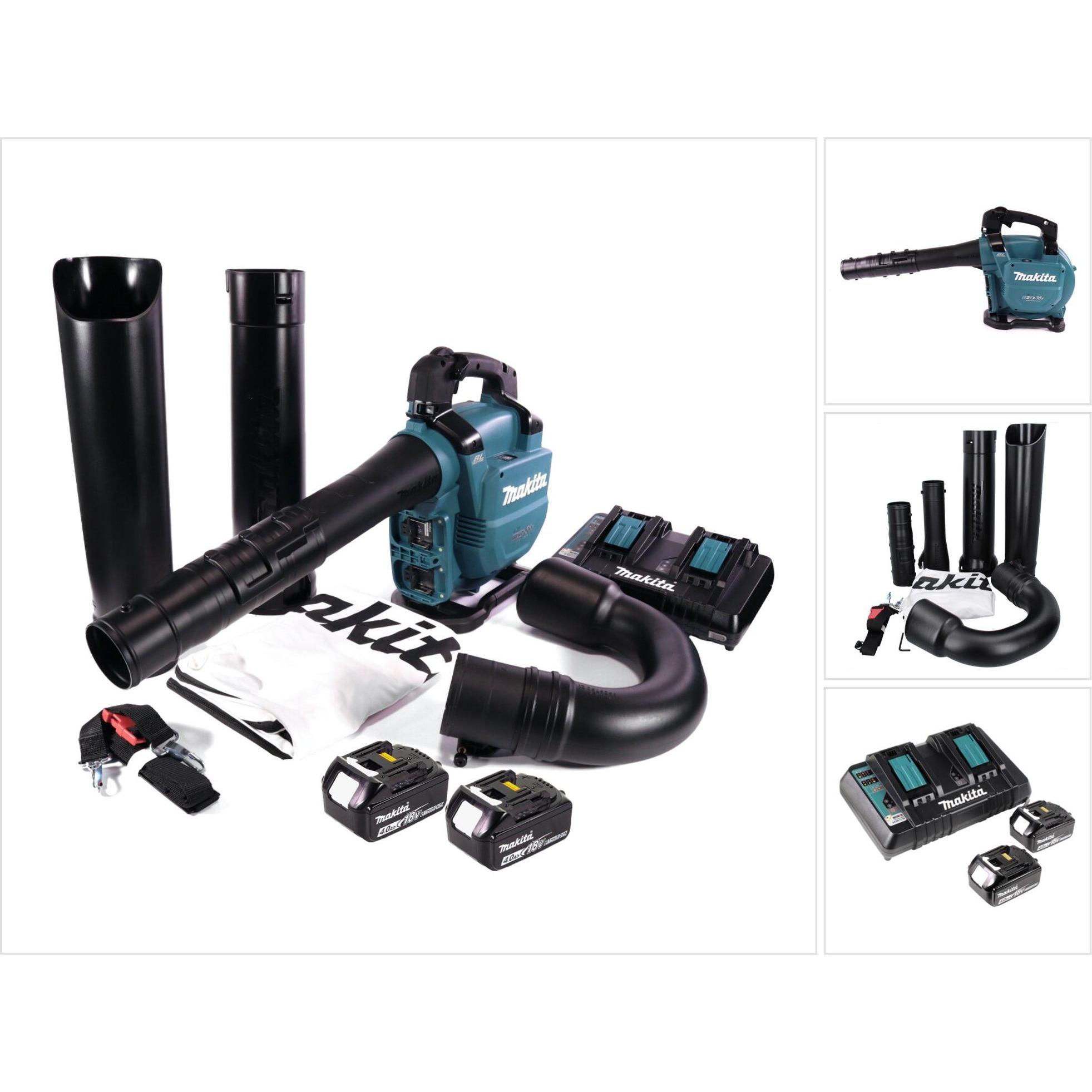 Makita, Laubsauger + Laubbläser, DUB 363 PM2V Akku Gebläse / Laubsauger 36 V ( 2x 18 V ) Brushless + Absaug Set + 2x Akk...