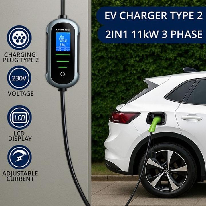 Actual product image Qoltec Mobile charger for car (Type 2, 3.50 kW, 16 A)