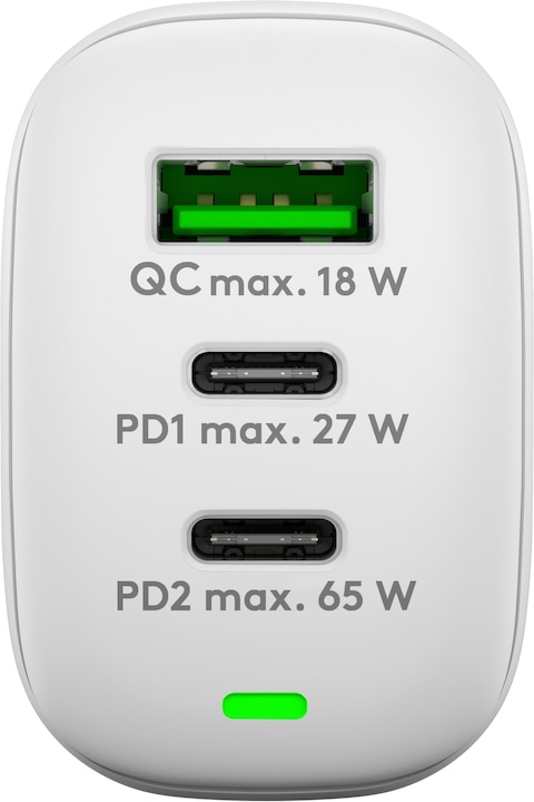 Produktbild Goobay USB-C PD 3-fach Multiport-Schnellladegerät 65 W weiss (65 W)
