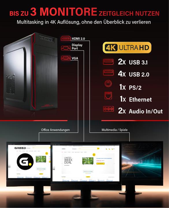 Produktbild Greed V2 Multi - Office PC - AMD Ryzen 7 (512 GB, 16 GB, AMD Ryzen 5 5500GT)