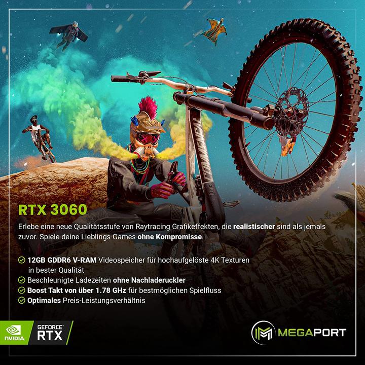 Produktbild Megaport Gaming PC (AMD Ryzen 7 5700X, 16 GB, 1000 GB, GeForce RTX 3060)