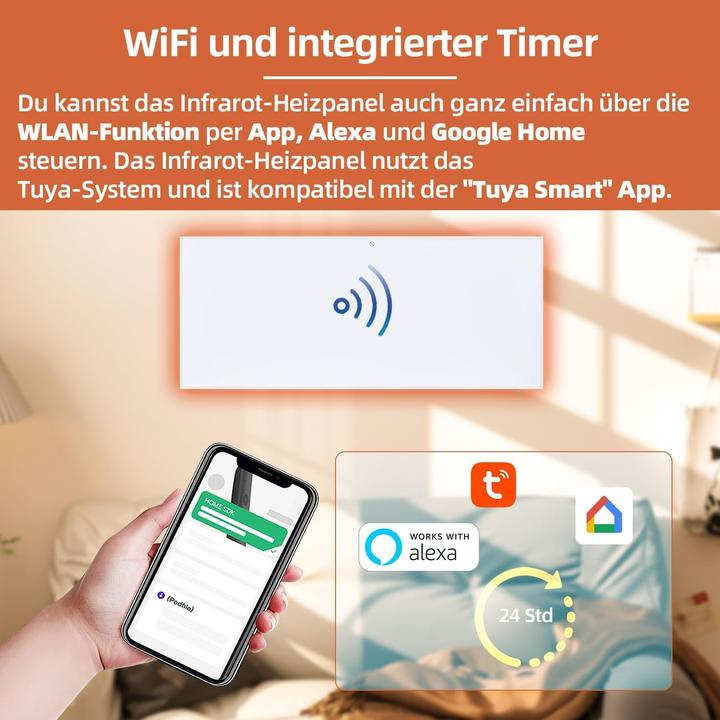 Actual product image SHE SHX SHXA700-WiFi Infrared heater with WiFi 700 Watt, white (700 W)