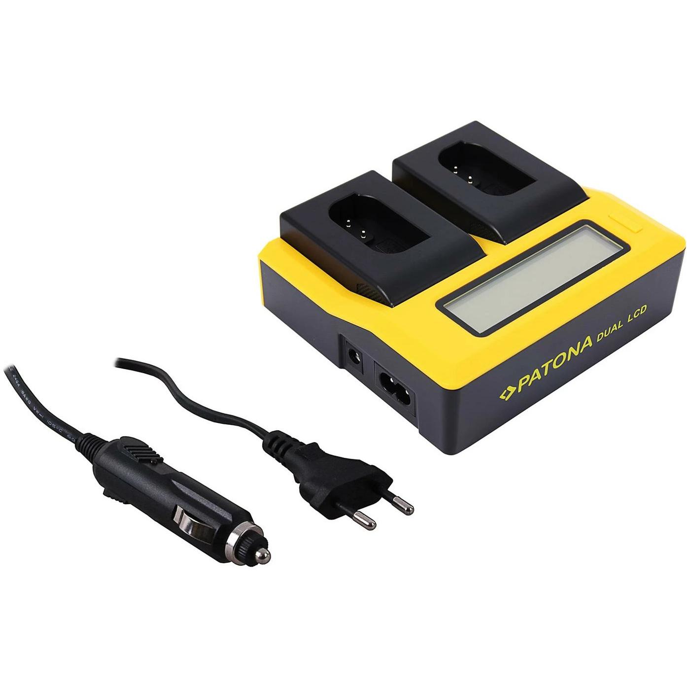 Patona Caricabatterie Dual LCD USB - Panasonic DMW-BLK22 (Caricabatterie per fotocamere), Alimentatore fotocamera, Nero