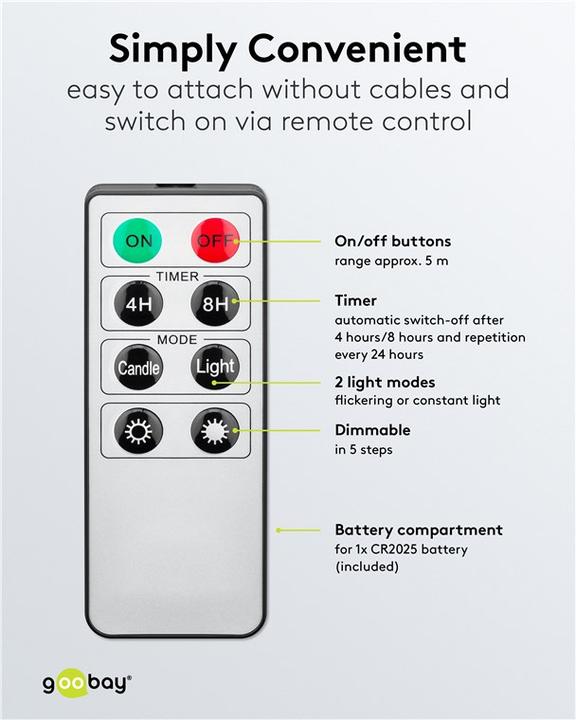 Immagine prodotto Goobay 20 kabellose LED-Weihnachtsbaumkerzen (20 x)
