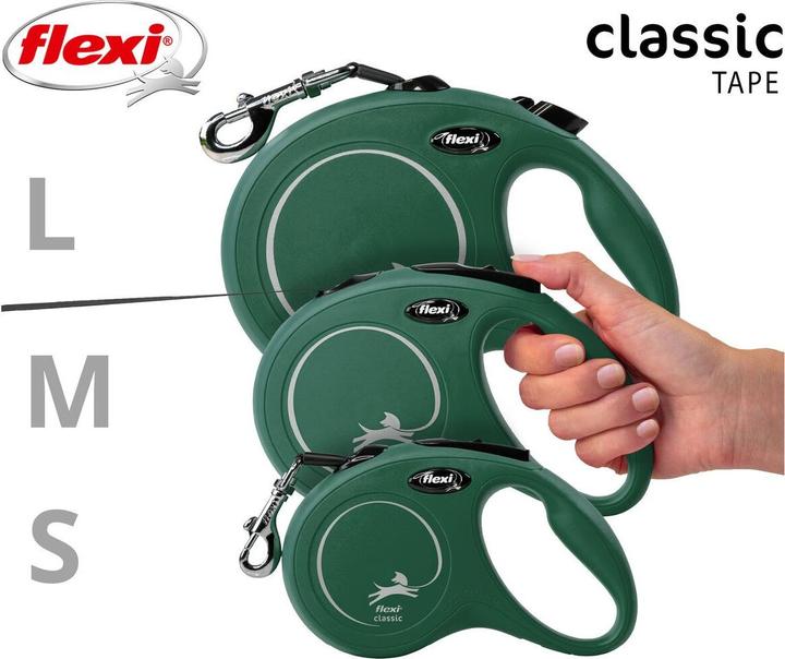 Produktbild Flexi New Classic bånd M, 5M, 25KG, olivengrøn (M, Hund)