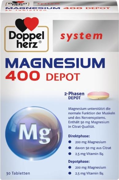 Actual product image Doppelherz system Magnesium 400 Depot Tablets, 30 tablets (30 Piece, Pills)