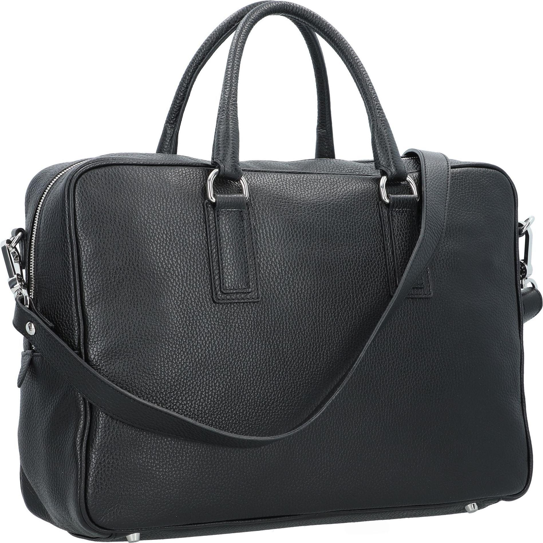 Abro, Handtasche, Adria Schultertasche Leder 39 cm, Schwarz