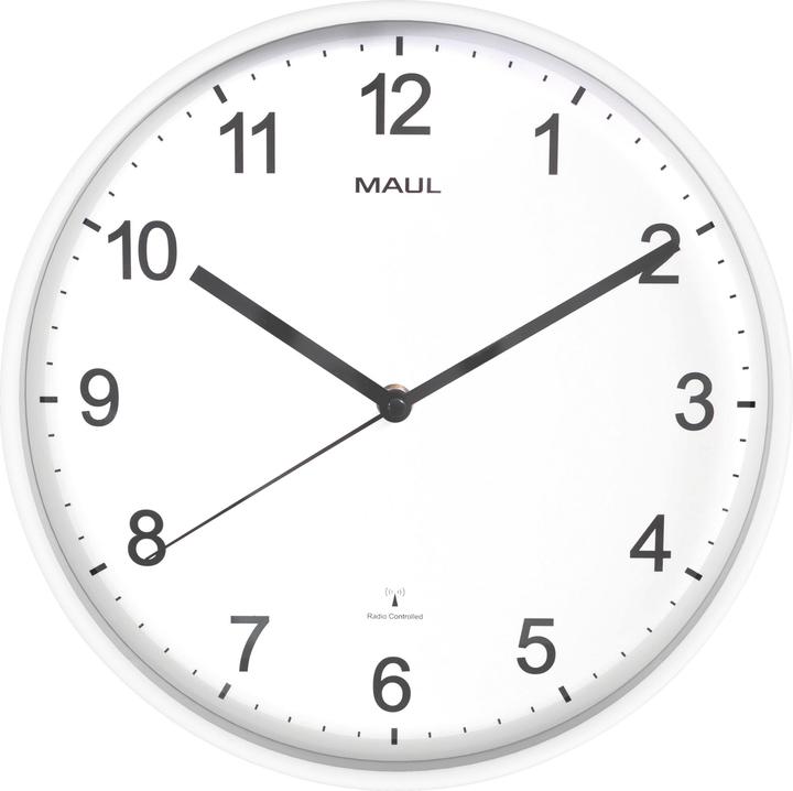 Produktbild Maul Wanduhr/Funkuhr Sprint, Durchmesser: 300 mm, weiß, automatische Synchronisation, Batterie (30 cm)