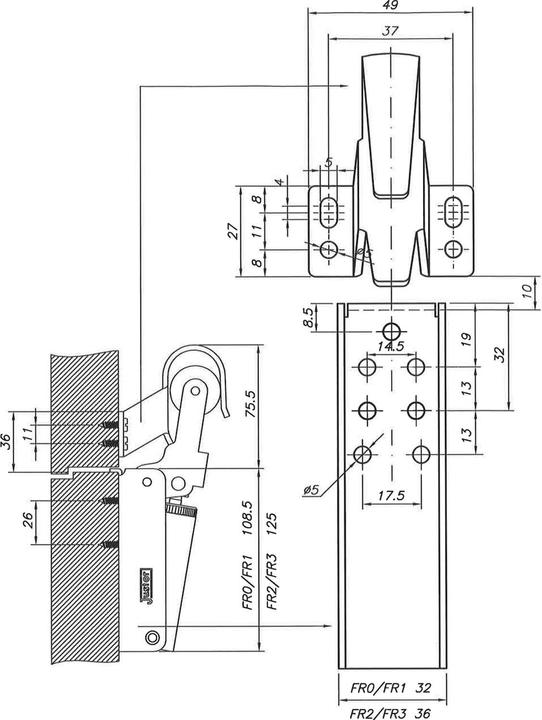 Produktbild Justor Türschliesser, Gr. FR 3, Türbreite - 1250 mm, Edelstahl (Indoor)
