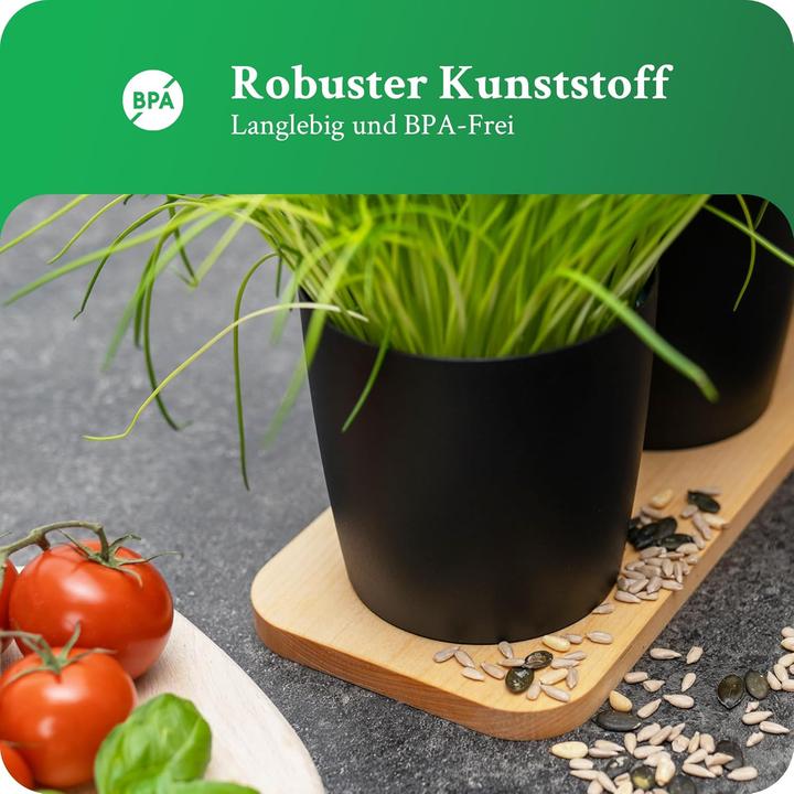 Actual product image Novaliv Stilvolle 20er Set Kräutertopf aus Kunststoff Schwarz für Jede Fensterbank, frische Küchenkr