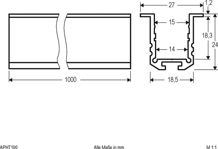 Actual product image EVN Aluminium profile (100 cm, Indoor)