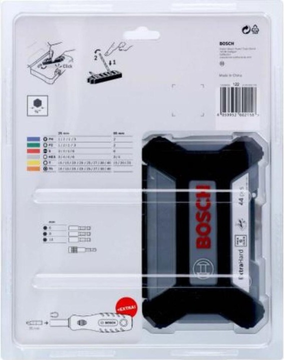 Image du produit Bosch Professional Zubehör Jeu d'embouts de vissage, 45 pièces (Croix Phillips PH 1, Croix Phillips PH 2, Croix Phillips PH 3, Croix Pozidriv PZ 1, Croix Pozidriv PZ 2, Croix Pozidriv PZ 3, Hexagonale (hexagonal) 3, Hexagonale (hexagonal) 4, Hexagone (hexagonal) 5, Hexagonale (hexagonal) 6)