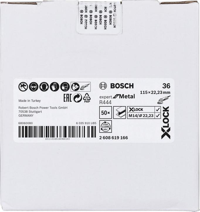 Image du produit Bosch Professional Zubehör X-LOCK Disque abrasif sur fibres, Ø115 mm, K 36, R444, Expert for Metal, 1 pc. (36)