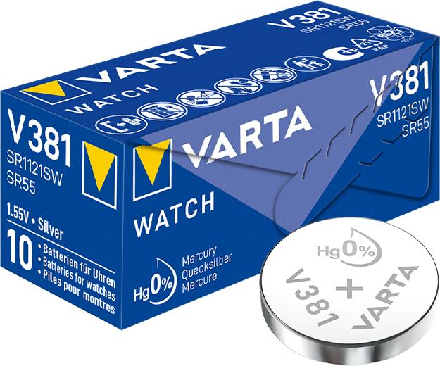 Produktbild Varta V381 / SR1121SW - 10 Knopfzellen (10 Stk., SR55, 49 mAh)