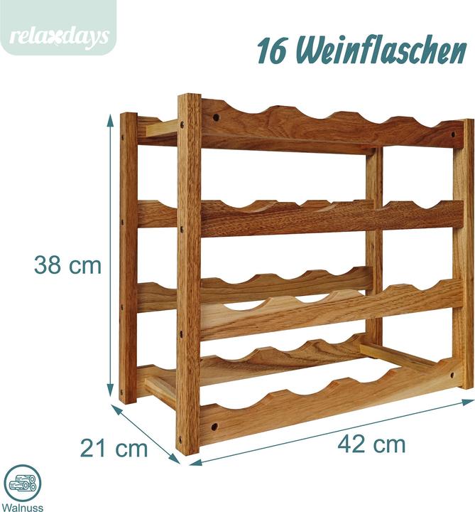 Actual product image Relaxdays winerack (16 bottles, 42 x 21 x 38 cm)