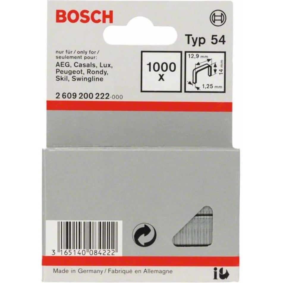 Thumbnail - Bosch Professional Zubehör, Tackerklammern + Tackernägel, Flachdrahtklammer Typ 54, 12,9 x 1,25 x 14 mm