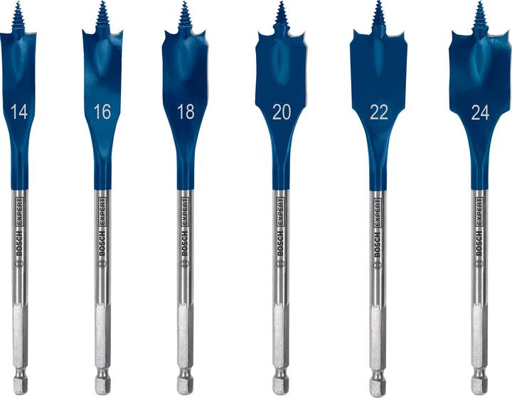 Produktbild Bosch Professional Zubehör EXPERT Self Cut Speed Flachfräsbohrer-Set, 14/16/18/20/22/24 mm, 6-tlg. (14 mm, 16 mm, 18 mm, 20 mm, 22 mm, 24 mm)