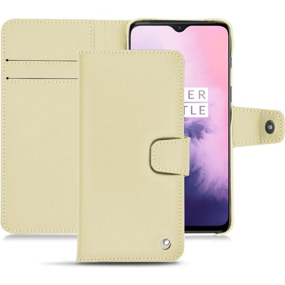 Noreve Lederschutzhülle Wallet (OnePlus 7), Smartphone Hülle, Beige