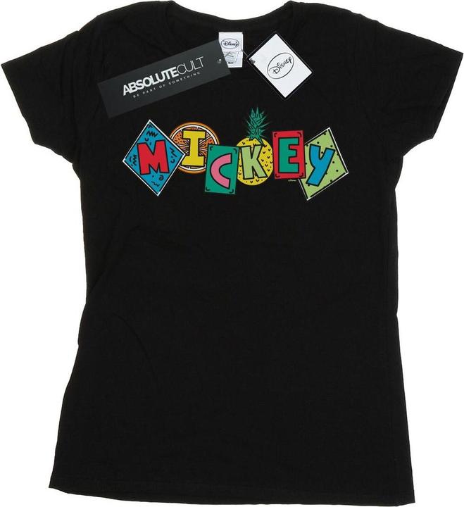 Actual product image Disney Womens/Ladies Mickey Mouse Fruit Blocks Cotton T-Shirt (L)