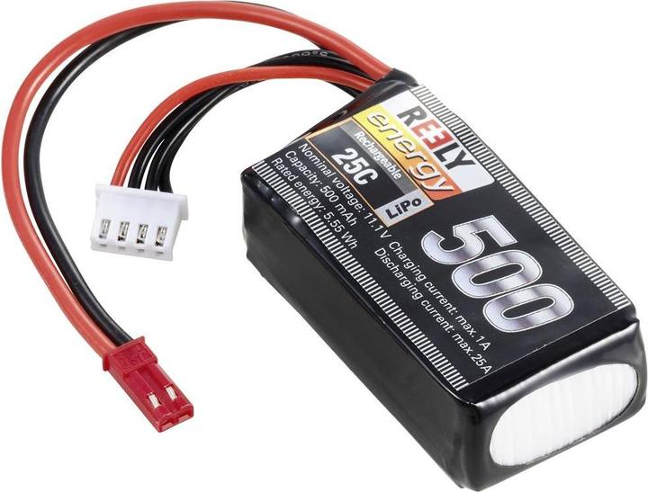 Produktbild Reely Modellbau-Akkupack (LiPo) 11.1 V 500 mAh Zellen-Zahl: 3 25 C Softcase BEC (11.10 V, 500 mAh)