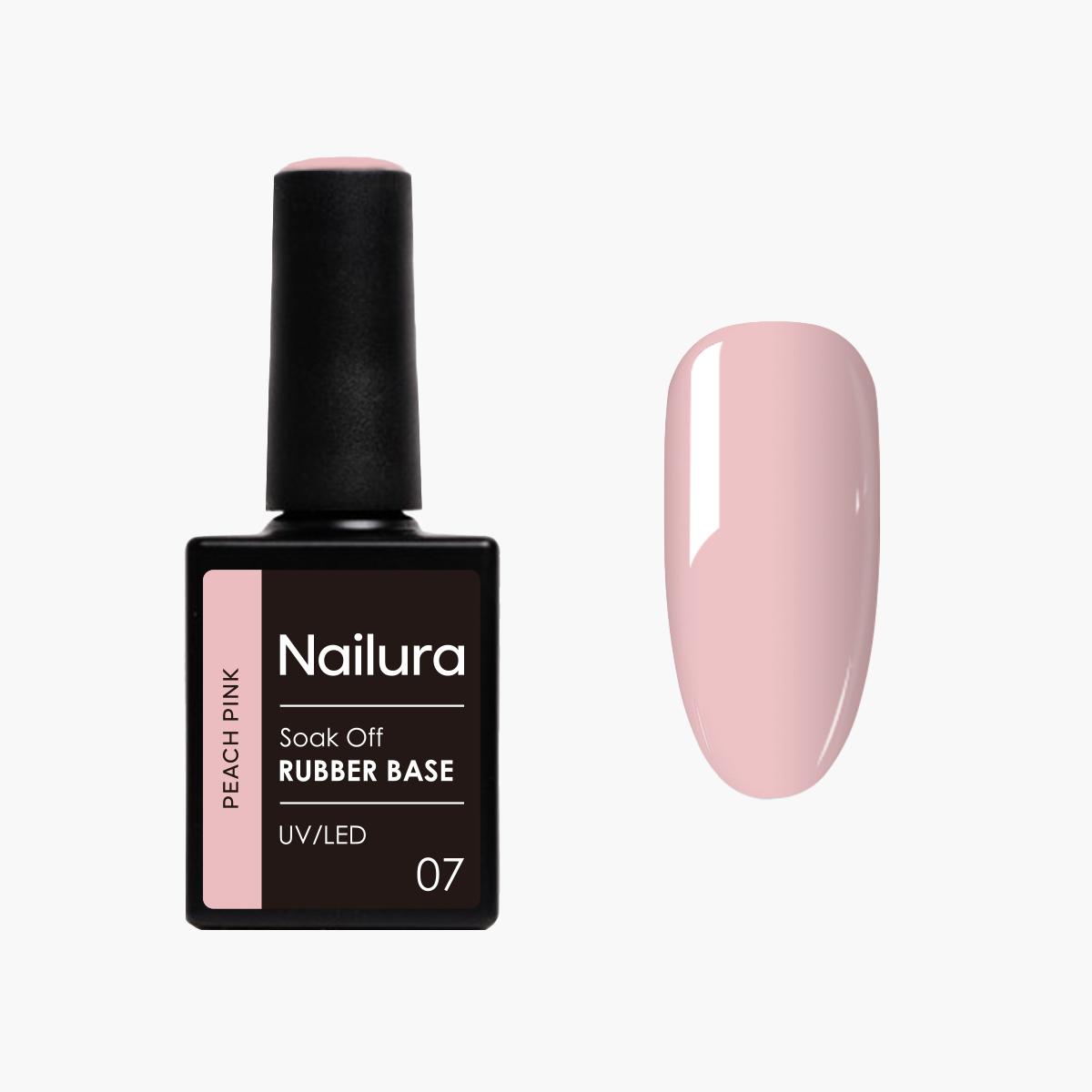 Nailura, Smalto per unghie, - Rubber Base 7 - Peach Pink - 10 ml (Pesca Rosa, Base Coat)