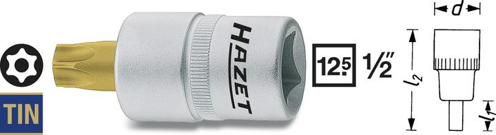 Actual product image HAZET Screwdriver socket ∙ TORX 992-T40H ∙ Square, hollow 12.5 mm (1/2 inch) ∙ Tamper-resistant TO…