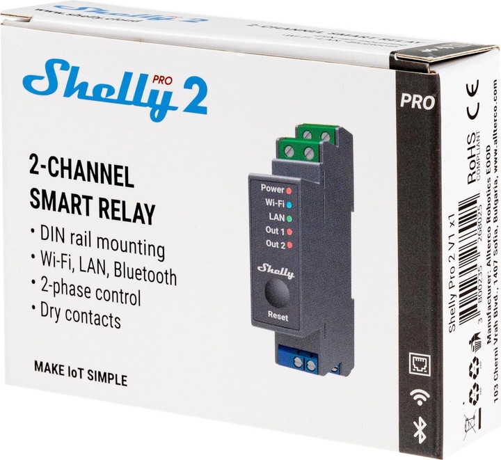 Immagine prodotto Shelly Pro 2 (Attuatore dell'interruttore)