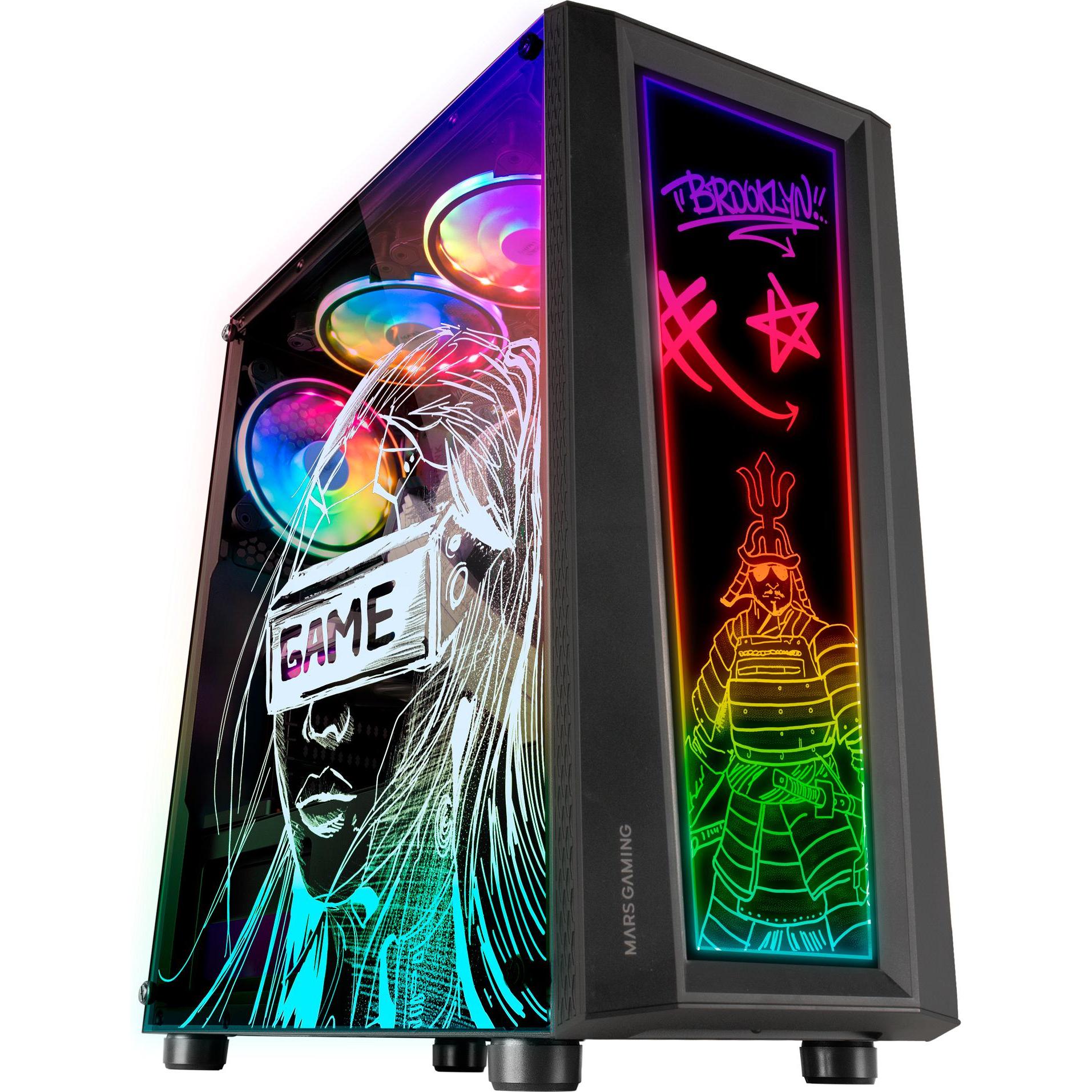 Thumbnail - Mars Gaming Boitier Moyen Tour ATX MC-ART RGB avec panneaux vitrés (Noir) (Mini-ITX, mATX, ATX), PC Gehäuse, Schwarz