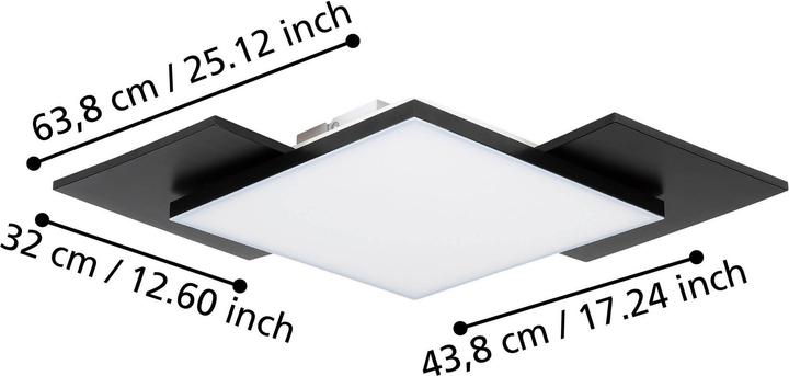 Produktbild EGLO LED Deckenleuchte Stahl/Holz/Kunststoff 10,8W 1300 lm 3000 K Warmwei HxBxL 60x285x285 mm Tamuria s (1300 lm)