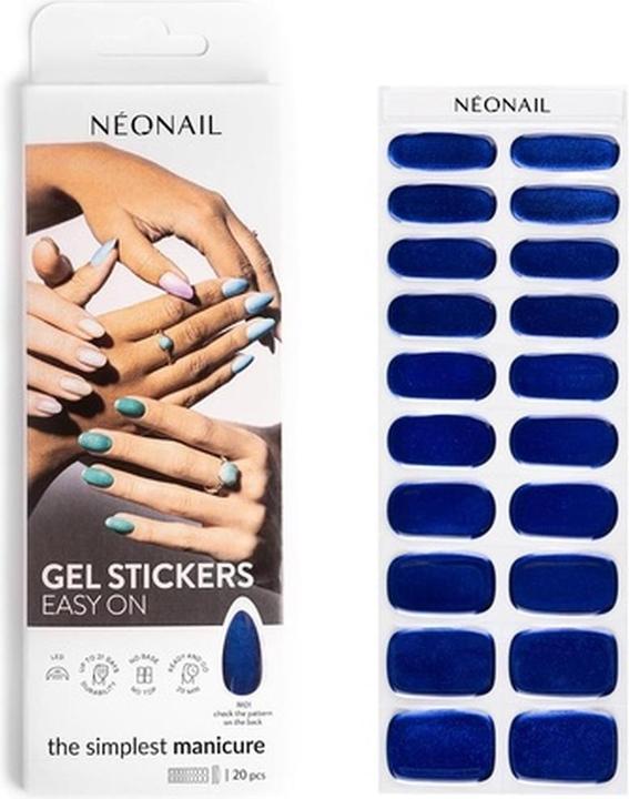 Neonail UV Gel Stickers Easy On M01 Blue 15 Patterns Nail Stickers Nail Polish Strips Gel Nail Stick (Nail varnish dryer, M01)