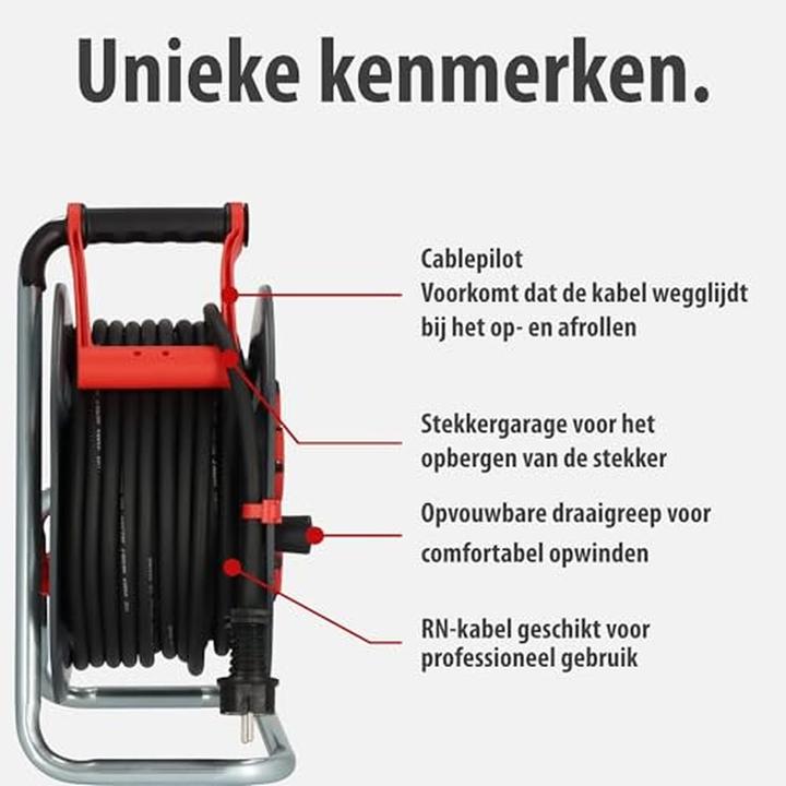 Produktbild Brennenstuhl 9232250100 Kabeltrommel 25 m Schwarz Schutzkontakt-Stecker (25 m, 2.50 mm²)