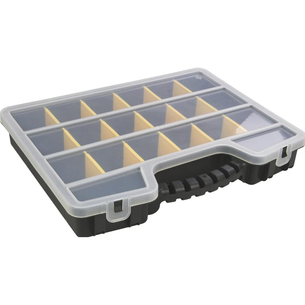 Rs Pro, Werkzeugkoffer, Kleinteilebox, Polypropylen Schwarz, Transparent, 17 Fächer verstellbar, 60mm x 395mm x 305mm