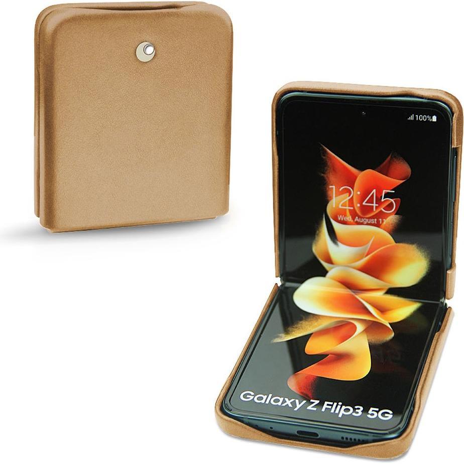 Thumbnail - Noreve Lederschutzhülle (Samsung Galaxy Z Flip3), Smartphone Hülle, Beige