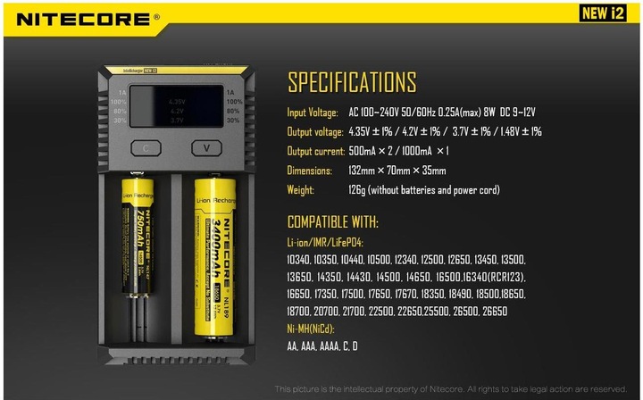 Immagine prodotto Nitecore Nuovo i2 (1 pz., C, D, AAAA, AAA, AA, Caricabatterie senza batteria)